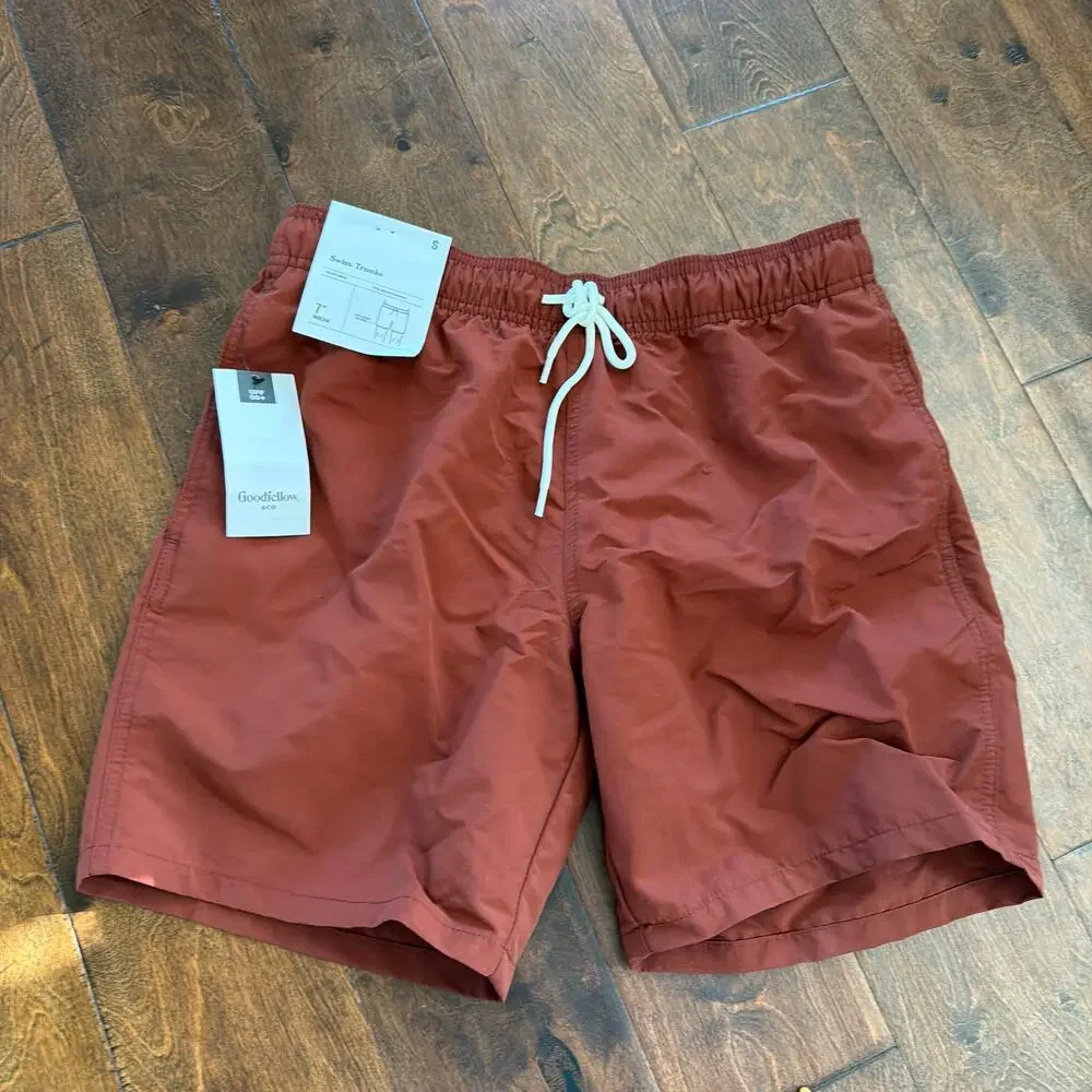 Goodfellow‎ Mens Swim Trunks Brown Red NEW Size Small 7
